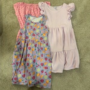 Girls' Pink & Purple Fruit Print Summer Dress Lot of 3 - Brands Vary Size M 7/8